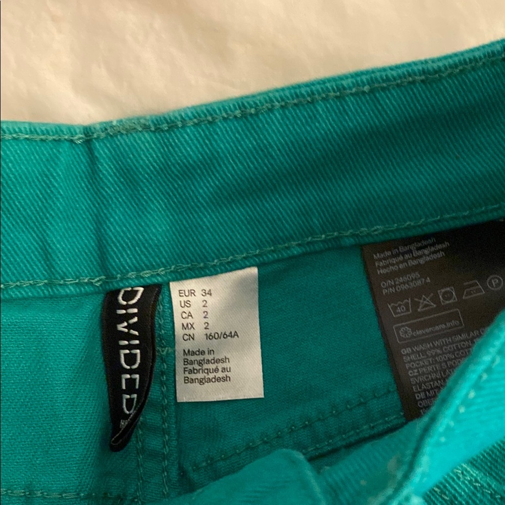 Women's Green Wide Leg High Rise Jeans - Picture 2 of 3